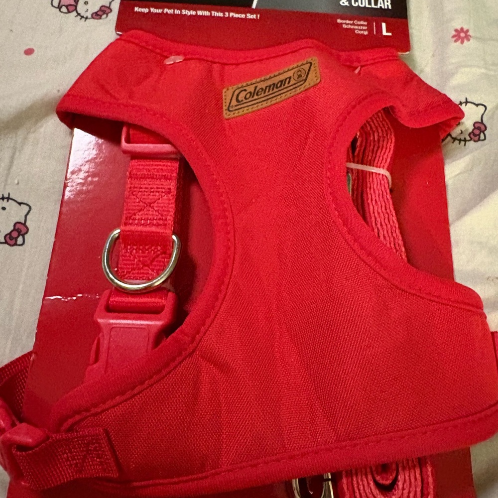 Coleman Red Pet Harness collar and leash size large